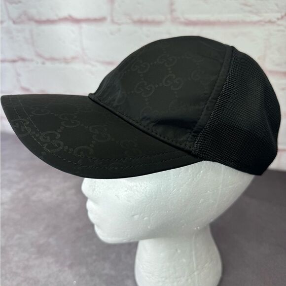 Gucci Black Gg Mesh Baseball Cap Hat Small - Picture 3 of 16